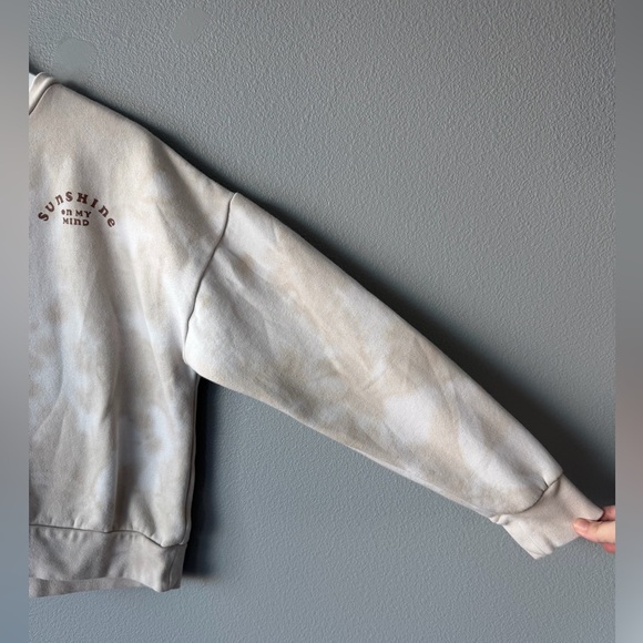 Rylee & Cru white tan the dye Sunshine on my Mind boxy cropped sweatshirt sz S - Picture 3 of 6